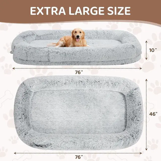 Alt view image 7 of 7 - Murago Human Dog Bed,75"x43"x10",Light Grey | Dog Bed for Humans with Smooth Short Plush,Removable Cover & Waterproof Liner,Ideal for Living Room,Bedroom