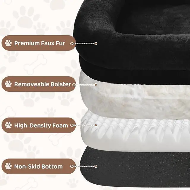 Alt view image 5 of 7 - Murago Human Dog Bed,71"x43"x10",Black | Dog Bed for Humans with Smooth Short Plush,Removable Cover & Waterproof Liner,Ideal for Living Room,Bedroom