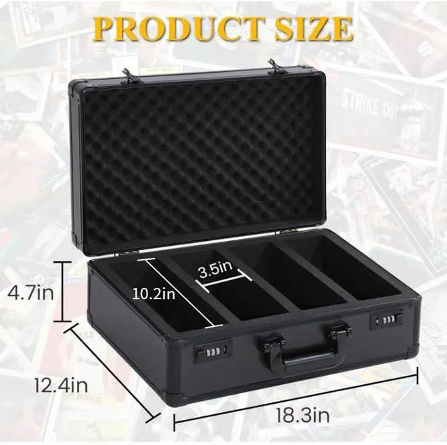 Alt view image 6 of 7 - Murago Graded Card Storage Box with Combination Lock for Trading&TCG Cards | Secure Card Storage Case Fits PSA, BGS, SGC Slabs, Toploaders & 3"x4" 35pt Rigid Cards for Baseball & Sports Trading Cards