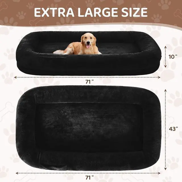 Alt view image 7 of 7 - Murago Human Dog Bed,71"x43"x10",Black | Dog Bed for Humans with Smooth Short Plush,Removable Cover & Waterproof Liner,Ideal for Living Room,Bedroom