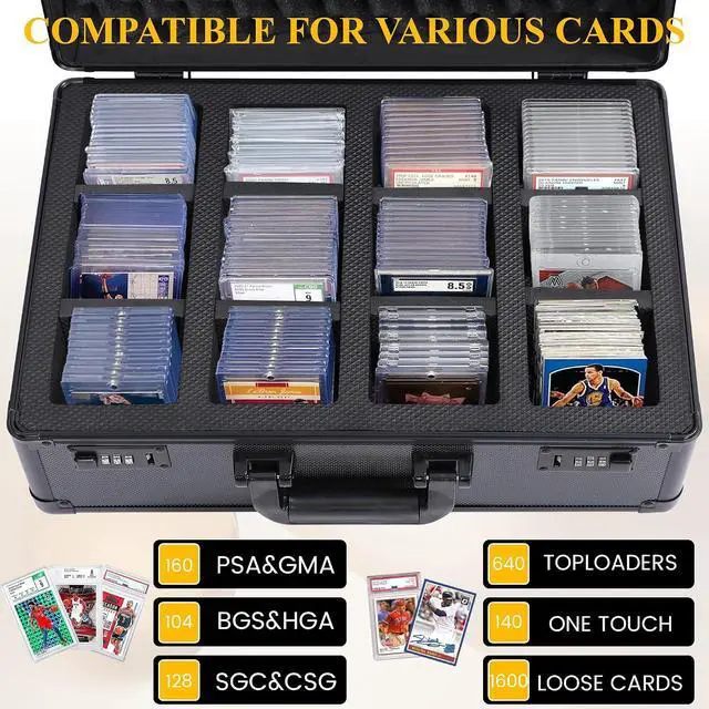 Alt view image 4 of 7 - Murago Graded Card Storage Box with Combination Lock for Trading&TCG Cards | Secure Card Storage Case Fits PSA, BGS, SGC Slabs, Toploaders & 3"x4" 35pt Rigid Cards for Baseball & Sports Trading Cards