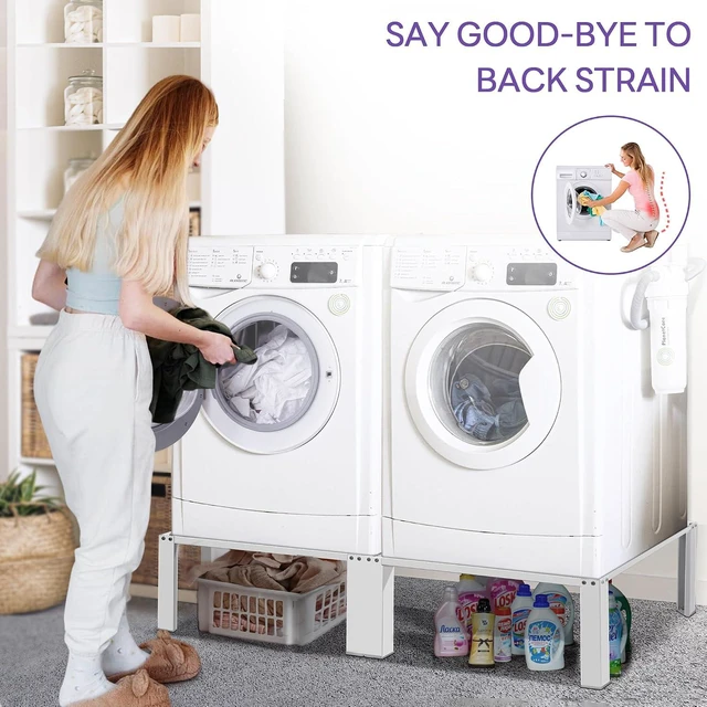 Alt view image 6 of 6 - Murago Washer Dryer Pedestal Stand, Thick Anti-Vibration Pads, Universal Fit for All Major Brands, Heavy Duty Metal Base, Non-Slip Laundry Pedestal Set, White
