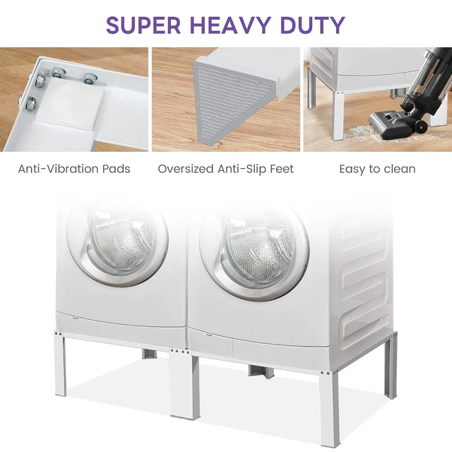 Alt view image 5 of 6 - Murago Washer Dryer Pedestal Stand, Thick Anti-Vibration Pads, Universal Fit for All Major Brands, Heavy Duty Metal Base, Non-Slip Laundry Pedestal Set, White