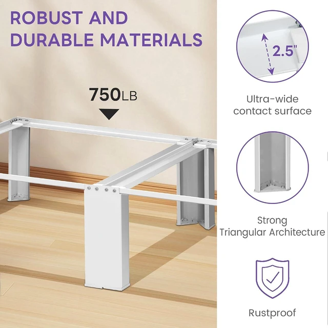 Alt view image 4 of 6 - Murago Washer Dryer Pedestal Stand, Thick Anti-Vibration Pads, Universal Fit for All Major Brands, Heavy Duty Metal Base, Non-Slip Laundry Pedestal Set, White
