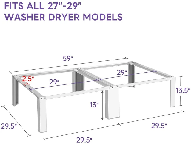 Alt view image 2 of 6 - Murago Washer Dryer Pedestal Stand, Thick Anti-Vibration Pads, Universal Fit for All Major Brands, Heavy Duty Metal Base, Non-Slip Laundry Pedestal Set, White