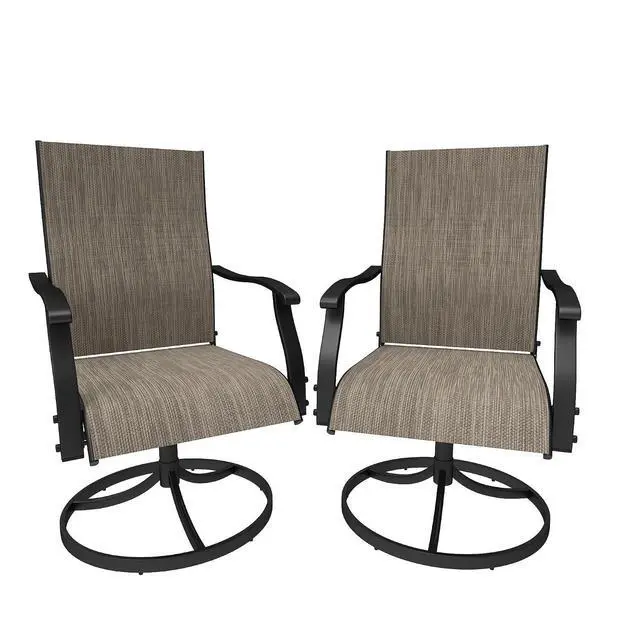 Main image of Murago Outdoor Swivel Chairs Set of 2, Patio Chairs Set of 2, Brown | 360 Swivel and All Weather Rocking Chair with Textilene Mesh Fabric and Rust Proof Steel Frame, 400 Lb. Capacity