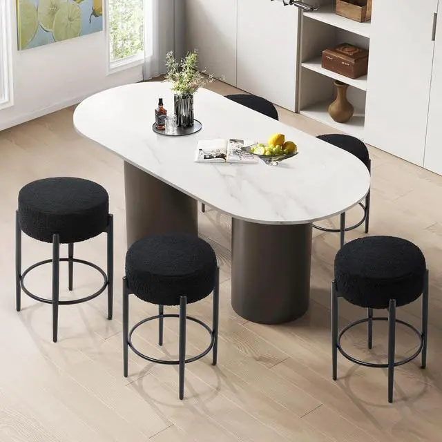 Alt view image 4 of 7 - Murago Counter Height Bar Stools Set of 2,Black | Curved Backrest,Mid Century Modern Contemporary Scandinavian Designer Chairs Ideal for Dining Room,Kitchen