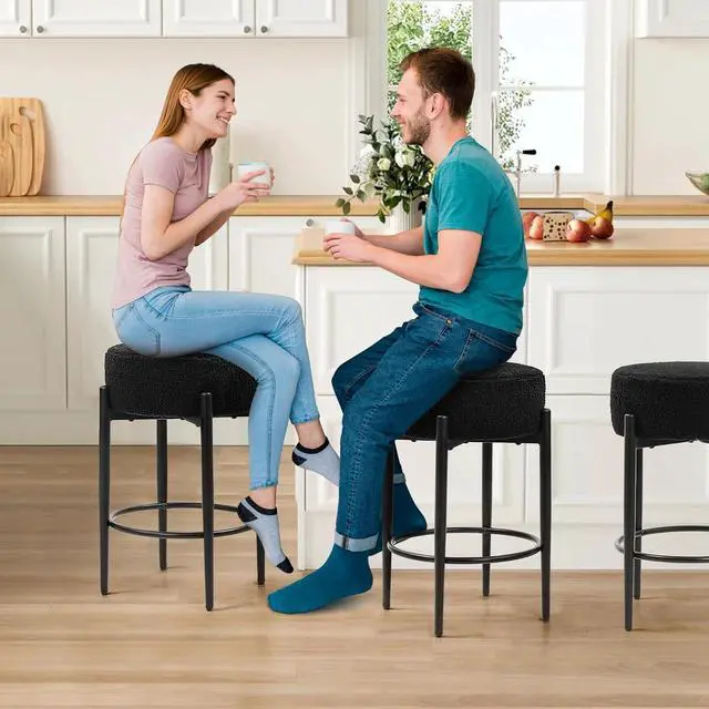 Alt view image 7 of 7 - Murago Counter Height Bar Stools Set of 2,Black | Curved Backrest,Mid Century Modern Contemporary Scandinavian Designer Chairs Ideal for Dining Room,Kitchen