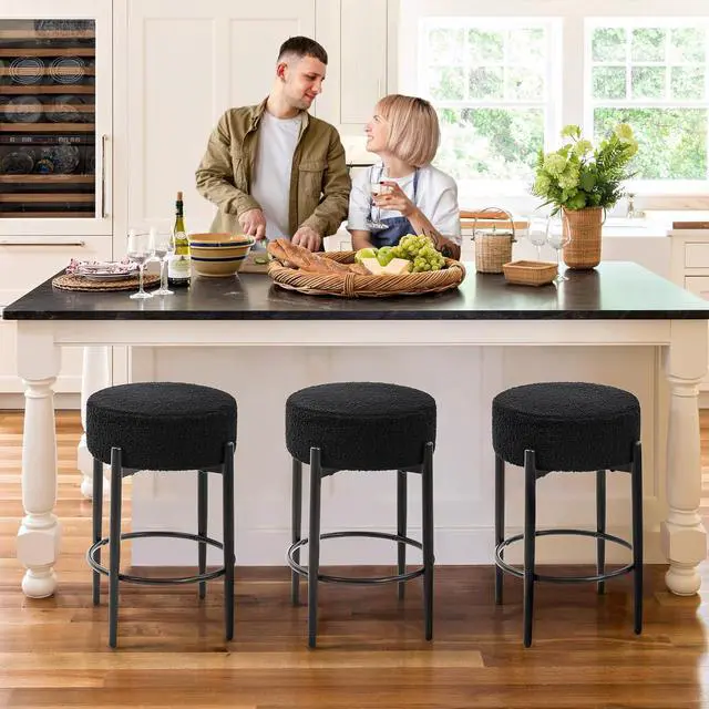 Alt view image 3 of 7 - Murago Counter Height Bar Stools Set of 2,Black | Curved Backrest,Mid Century Modern Contemporary Scandinavian Designer Chairs Ideal for Dining Room,Kitchen