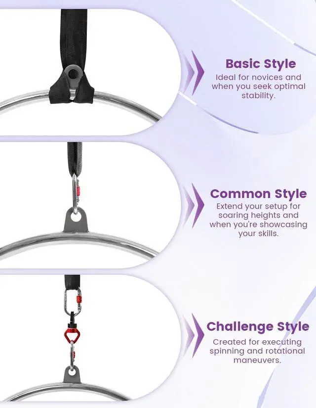 Alt view image 6 of 7 - Murago Aerial Lyra Hoop Kit 90cm, 32mm Thick, Maximum Load 460 LBS, Yoga Equipment Set with Hardware Kit for Yoga Dance, Aerial Fitness