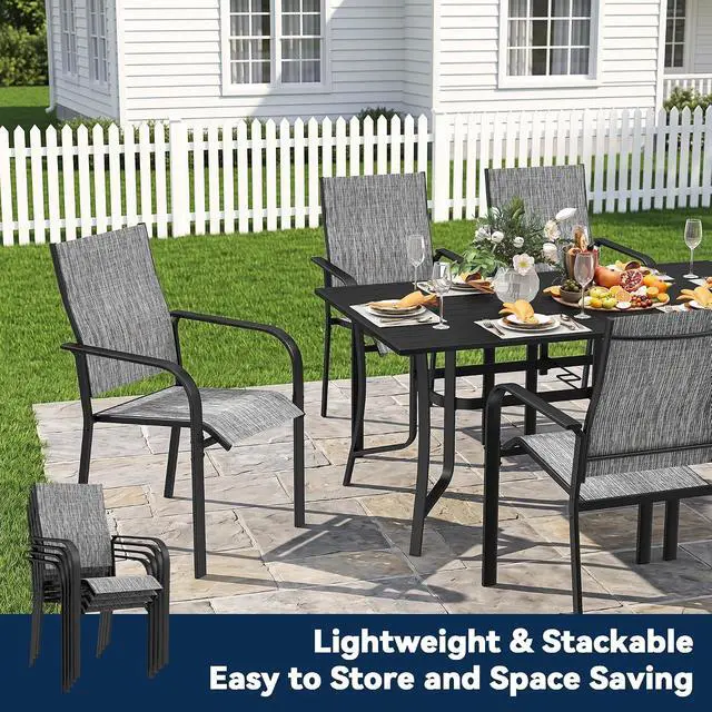 Alt view image 4 of 7 - Murago Patio Chairs Set of 2, Dining Chairs Set of 2, Grey | Breathable Textilene Chair, Weather Resistant Patio Chairs, E-coated Metal Frame, Outdoor Dining Chairs for Lawn, Garden