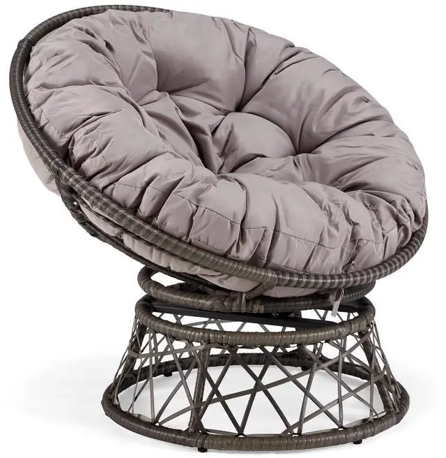 Main image of Murago 40" Wicker Papasan Chair,Grey Frame with Light Grey Cushion | Round Circle Chair, Water Resistant Cover, Ideal for Living Room, Bedroom, Porch, Balcony, or Patio, Thick Cushion