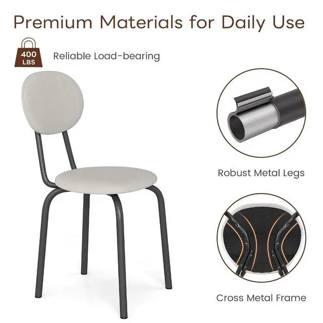 Alt view image 5 of 6 - Murago Stackable Dining Chairs Set of 4,Upholstered Kitchen Chairs,Beige | Dense Foam Cushioned Back & Seat,Heavy Duty Steel Frame,400 Lbs Capacity,Multi-Purpose Waiting Room Side Chairs