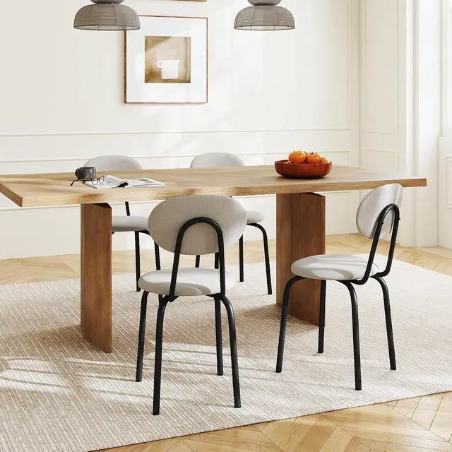 Alt view image 2 of 6 - Murago Stackable Dining Chairs Set of 4,Upholstered Kitchen Chairs,Beige | Dense Foam Cushioned Back & Seat,Heavy Duty Steel Frame,400 Lbs Capacity,Multi-Purpose Waiting Room Side Chairs