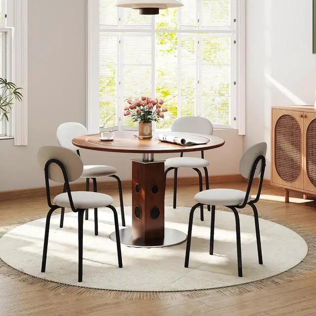 Alt view image 6 of 6 - Murago Stackable Dining Chairs Set of 4,Upholstered Kitchen Chairs,Beige | Dense Foam Cushioned Back & Seat,Heavy Duty Steel Frame,400 Lbs Capacity,Multi-Purpose Waiting Room Side Chairs