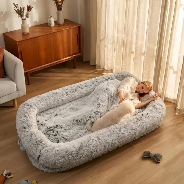 Main image of Murago Human Dog Bed,75"x43"x10",Light Grey | Dog Bed for Humans with Smooth Short Plush,Removable Cover & Waterproof Liner,Ideal for Living Room,Bedroom