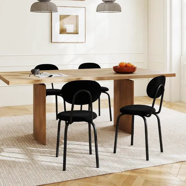 Alt view image 2 of 6 - Murago Stackable Dining Chairs Set of 4,Upholstered Kitchen Chairs,Black | Dense Foam Cushioned Back & Seat,Heavy Duty Steel Frame,400 Lbs Capacity,Multi-Purpose Waiting Room Side Chairs