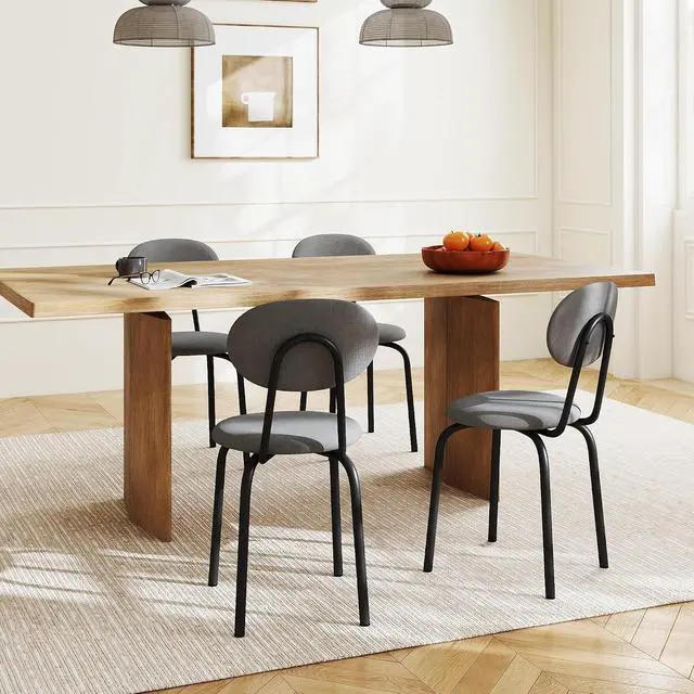 Alt view image 2 of 6 - Murago Stackable Dining Chairs Set of 4,Upholstered Kitchen Chairs,Grey | Dense Foam Cushioned Back & Seat,Heavy Duty Steel Frame,400 Lbs Capacity,Multi-Purpose Waiting Room Side Chairs