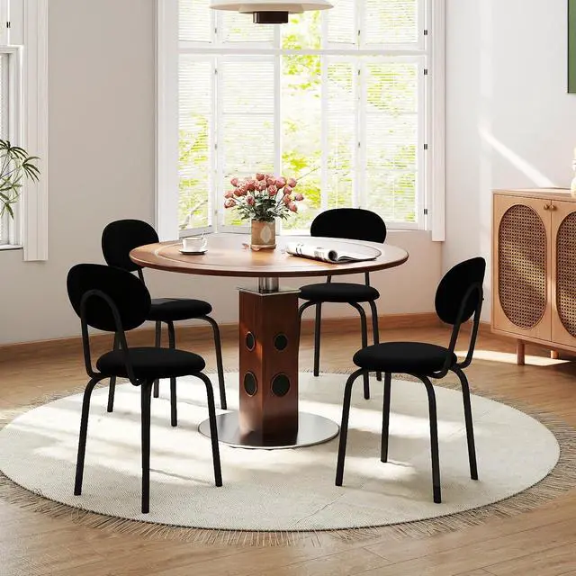 Alt view image 6 of 6 - Murago Stackable Dining Chairs Set of 4,Upholstered Kitchen Chairs,Black | Dense Foam Cushioned Back & Seat,Heavy Duty Steel Frame,400 Lbs Capacity,Multi-Purpose Waiting Room Side Chairs