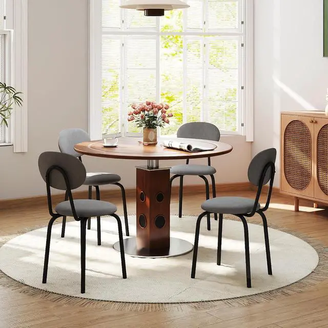 Alt view image 6 of 6 - Murago Stackable Dining Chairs Set of 4,Upholstered Kitchen Chairs,Grey | Dense Foam Cushioned Back & Seat,Heavy Duty Steel Frame,400 Lbs Capacity,Multi-Purpose Waiting Room Side Chairs