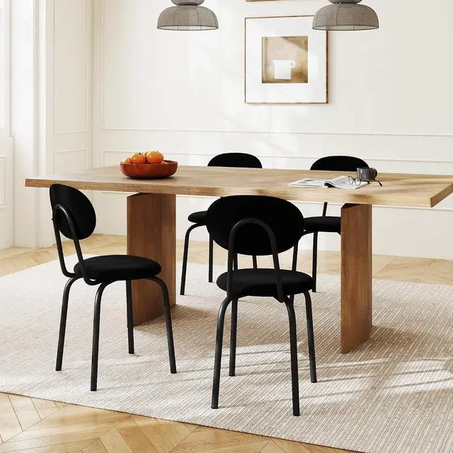 Alt view image 6 of 6 - Stackable Dining Chairs Set of 4, Upholstered Kitchen Side Chairs,Black | Dense Foam Cushioned Back & Seat,Heavy Duty Steel Frame,400 Lbs Capacity,Multi-Purpose Waiting Room Side Chairs