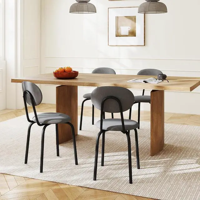 Alt view image 6 of 6 - Stackable Dining Chairs Set of 4, Upholstered Kitchen Side Chairs,Gray | Dense Foam Cushioned Back & Seat,Heavy Duty Steel Frame,400 Lbs Capacity,Multi-Purpose Waiting Room Side Chairs