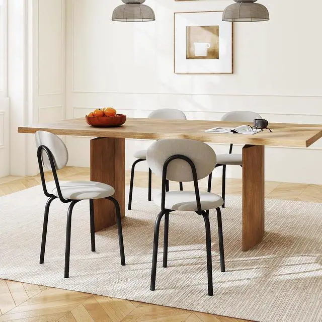 Alt view image 6 of 6 - Stackable Dining Chairs Set of 4, Upholstered Kitchen Side Chairs,Beige | Dense Foam Cushioned Back & Seat,Heavy Duty Steel Frame,400 Lbs Capacity,Multi-Purpose Waiting Room Side Chairs