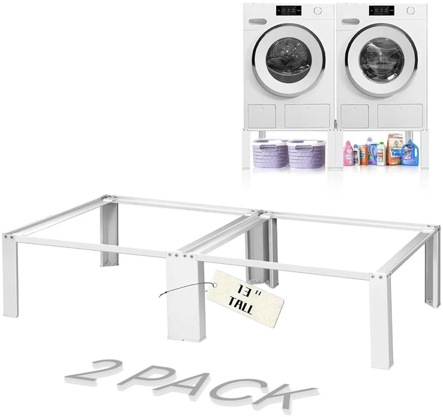 Main image of Murago Washer Dryer Pedestal Stand, Thick Anti-Vibration Pads, Universal Fit for All Major Brands, Heavy Duty Metal Base, Non-Slip Laundry Pedestal Set, White
