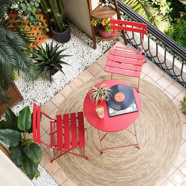Main image of Grand patio 3-Piece Folding Patio Bistro Set Outdoor for Porch Balcony, Red | Foldable 2 Chairs and 1 Table, Weather-Resistant Outdoor Indoor Conversation Set for Patio, Yard, Garden