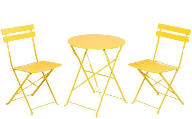Main image of Grand Patio 3 Piece Folding Patio Bistro Set for Outdoor Balcony, Yellow | Steel Frame, Foldable Table and Chairs, for Balcony Garden Patio, Folding Outdoor Patio Furniture Sets