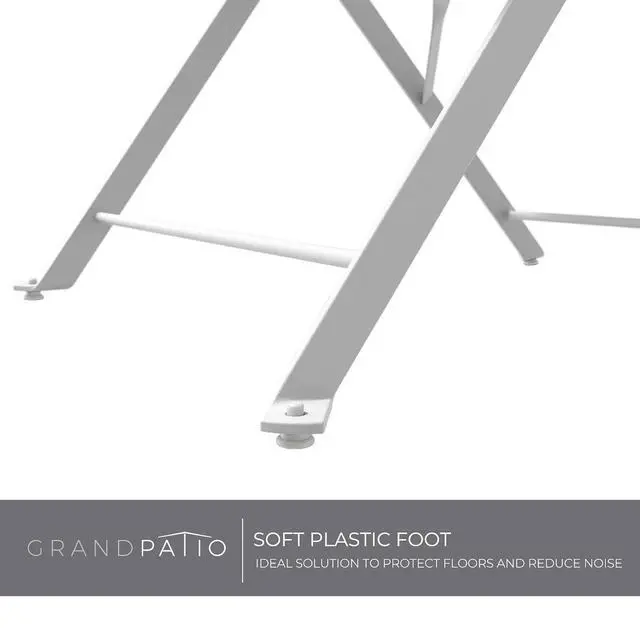 Alt view image 7 of 7 - Grand patio 3 Piece Folding Patio Bistro Set for Outdoor Balcony, White | Steel Frame, Foldable Table and Chairs, for Balcony Garden Patio, Folding Outdoor Patio Furniture Sets