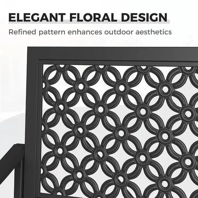 Alt view image 7 of 7 - Grand patio 50" Outdoor Bench, Garden Bench with Armrests, Black | Anti-Rust Metal Powder Coated Frame, Patio Bench for Front Porch Park Outside Furniture