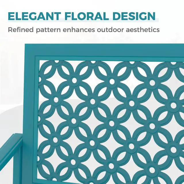 Alt view image 7 of 7 - Grand patio 50" Outdoor Bench, Garden Bench with Armrests, Lake Shore | Anti-Rust Metal Powder Coated Frame, Patio Bench for Front Porch Park Outside Furniture