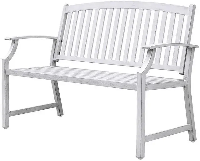 Main image of Grand patio 52" Farmhouse Outdoor Bench with Armrest, Gray-White | Anti-rust Aluminum Frame, Faux Wood Grain Finish, for Front Porch, Yard, Park, Garden