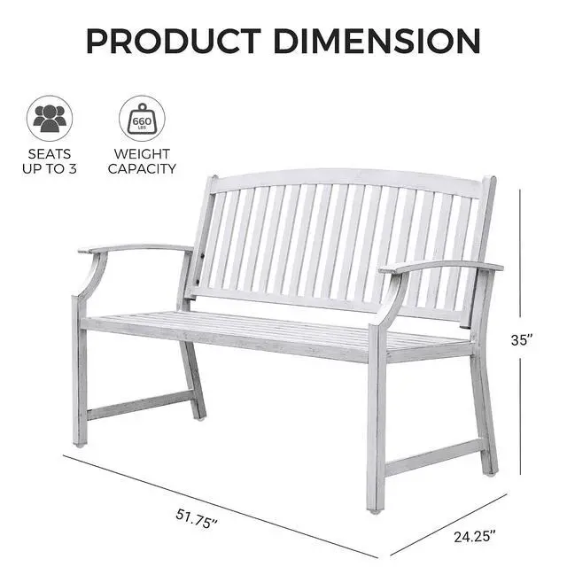Alt view image 3 of 7 - Grand patio 52" Farmhouse Outdoor Bench with Armrest, Gray-White | Anti-rust Aluminum Frame, Faux Wood Grain Finish, for Front Porch, Yard, Park, Garden