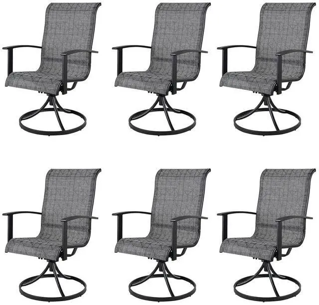 Main image of Grand patio Swivel Patio Dining Chairs Set of 6 for Outdoor, Black & Grey | 360 Degree Swivel Rocker, High Back Outdoor Chairs, for Deck Garden Backyard