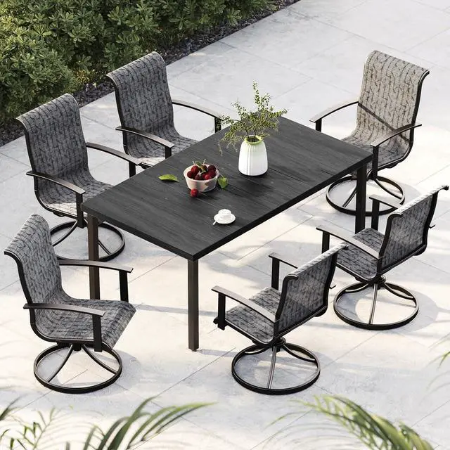 Alt view image 2 of 6 - Grand patio Swivel Patio Dining Chairs Set of 6 for Outdoor, Black & Grey | 360 Degree Swivel Rocker, High Back Outdoor Chairs, for Deck Garden Backyard
