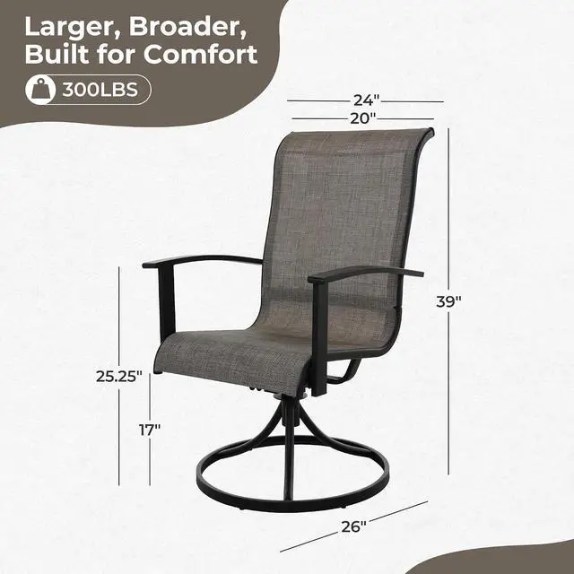 Alt view image 3 of 6 - Grand patio Swivel Patio Dining Chairs Set of 4 for Outdoor, Mixed Coffee | 360 Degree Swivel Rocker, High Back Outdoor Chairs, for Deck Garden Backyard