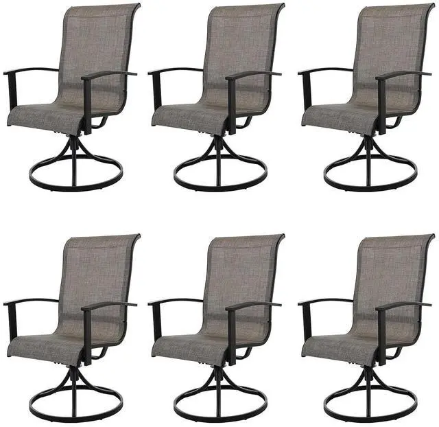 Main image of Grand patio Swivel Patio Dining Chairs Set of 6 for Outdoor, Mixed Coffee | 360 Degree Swivel Rocker, High Back Outdoor Chairs, for Deck Garden Backyard