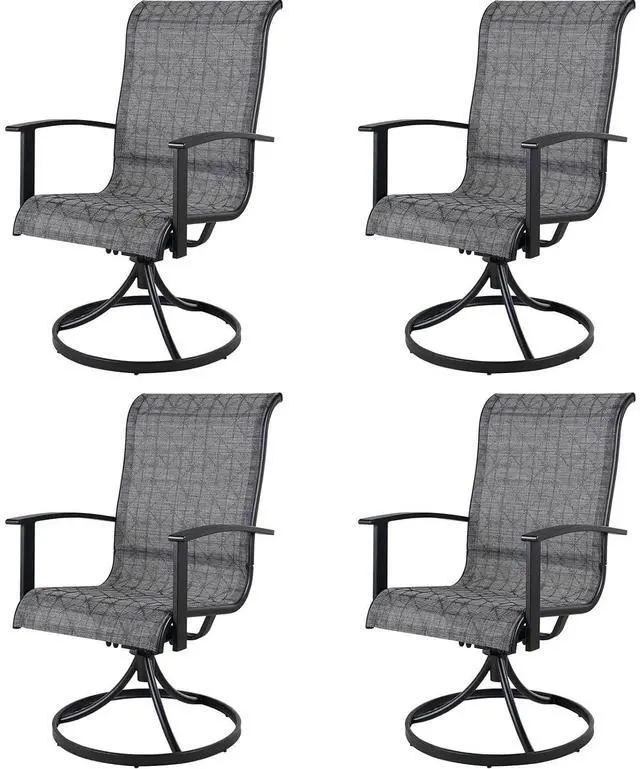 Main image of Grand patio Swivel Patio Dining Chairs Set of 4 for Outdoor, Black & Grey | 360 Degree Swivel Rocker, High Back Outdoor Chairs, for Deck Garden Backyard