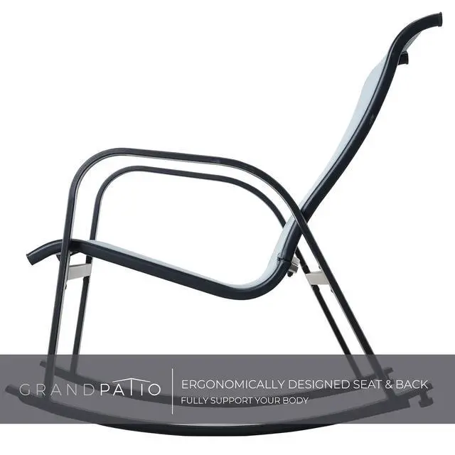 Alt view image 5 of 7 - Grand patio Outdoor 3-Piece Patio Bistro Rocking Chair Set Rocker Seating Outside for Front Porch Garden Patio Backyard Blue