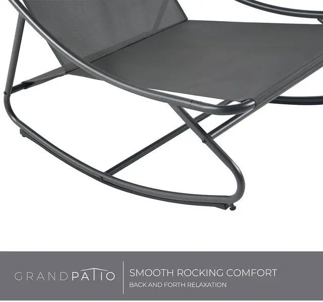 Alt view image 7 of 7 - Grand patio Rocking Chair with Cushion for Indoor and Outdoor, Dark Grey | Metal Patio Lounge Rocking Chair with Thick Cushion, Comfy Modern Rocker for Living Room Porch Backyard