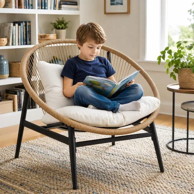 Alt view image 3 of 7 - Grand patio Wicker Patio Oversized Chair for Outdoor, Beige | All-weather Wicker, Olefin Water-resistant Cushions, for Living room/Backyard/Garden