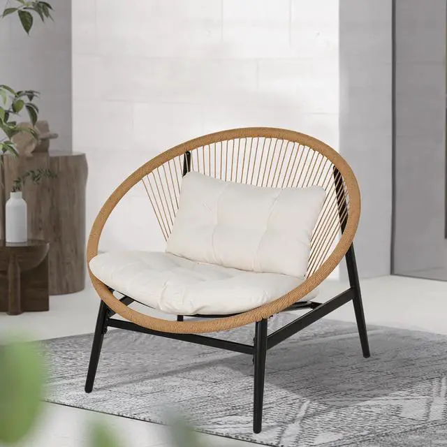 Main image of Grand patio Wicker Patio Oversized Chair for Outdoor, Beige | All-weather Wicker, Olefin Water-resistant Cushions, for Living room/Backyard/Garden