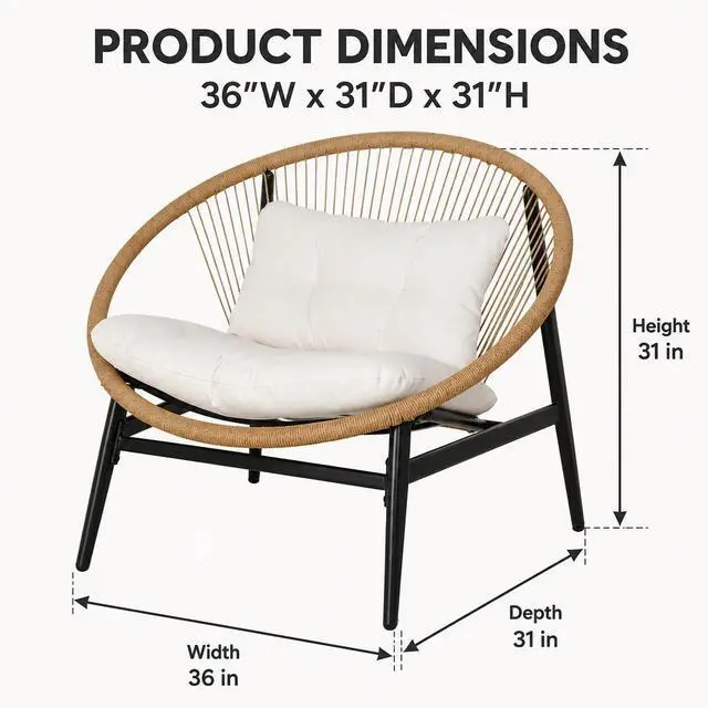 Alt view image 6 of 7 - Grand patio Wicker Patio Oversized Chair Set of 2 for Porch Deck, Beige | All-weather Wicker, Olefin Water-resistant Cushions, for Living room/Backyard/Garden