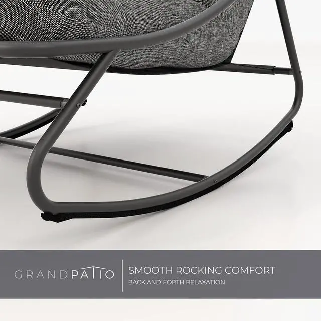 Alt view image 7 of 7 - Grand patio Outdoor Rocking Chair, Padded Cushion Recliner Rocker for Front Porch Sunroom Patio Backyard, Comfy Lounge Rocking Chair for Napping Relaxing, Grey