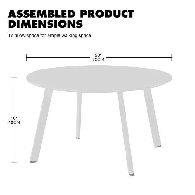 Alt view image 2 of 7 - Grand patio Outdoor Side Table, 28-inch Powder Coated Steel Round Coffee Table for Porch, Deck, Balcony, Poolside, White