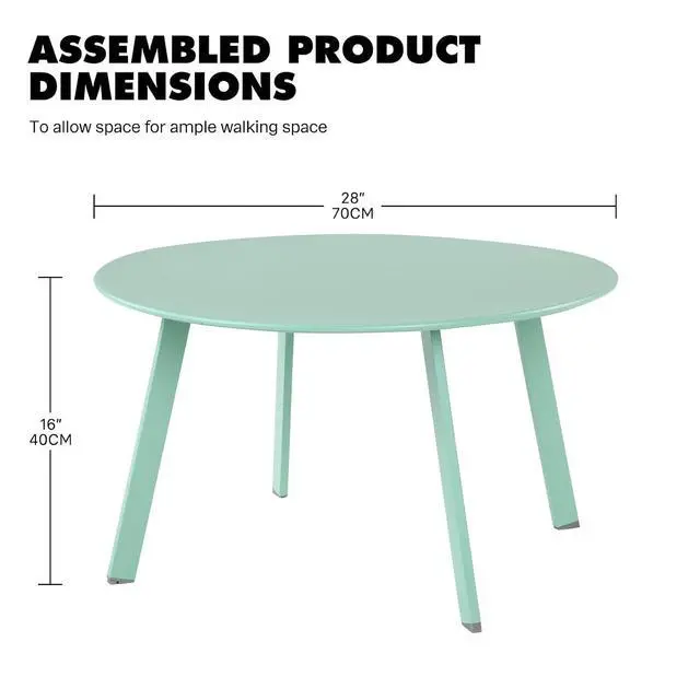 Alt view image 2 of 7 - Grand patio Outdoor Side Table, 28-inch Powder Coated Steel Round Coffee Table for Porch, Deck, Balcony, Poolside, Mint Green
