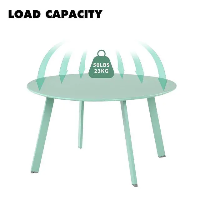 Alt view image 6 of 7 - Grand patio Outdoor Side Table, 28-inch Powder Coated Steel Round Coffee Table for Porch, Deck, Balcony, Poolside, Mint Green