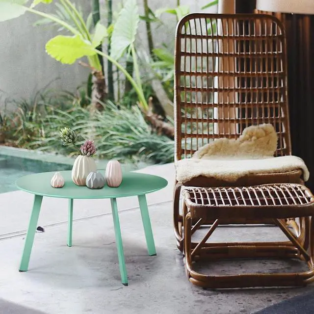 Alt view image 7 of 7 - Grand patio Outdoor Side Table, 28-inch Powder Coated Steel Round Coffee Table for Porch, Deck, Balcony, Poolside, Mint Green